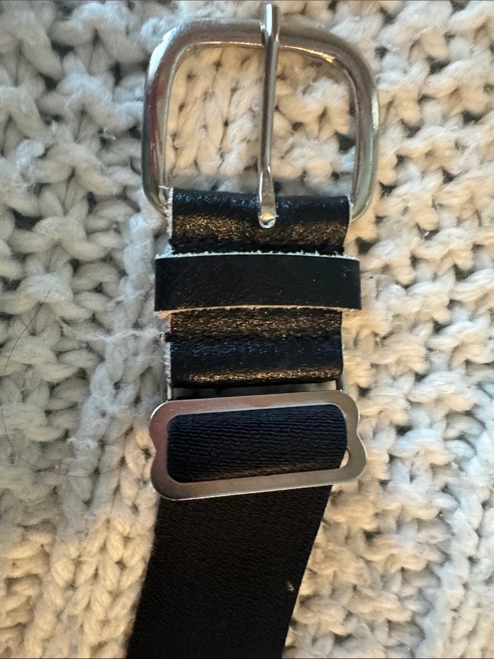 Men's Black Baseball Stretch Fabric Belt with Metal Buckle
